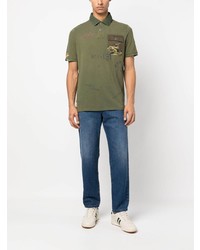 olivgrünes Camouflage Polohemd aus Netzstoff von Polo Ralph Lauren