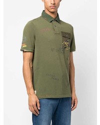 olivgrünes Camouflage Polohemd aus Netzstoff von Polo Ralph Lauren