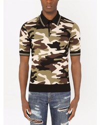 olivgrünes Camouflage Polohemd von Dolce & Gabbana