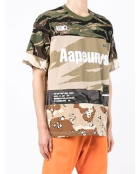 olivgrünes Camouflage T-Shirt mit einem Rundhalsausschnitt von AAPE BY A BATHING APE