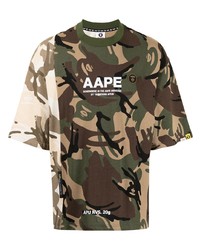 olivgrünes Camouflage T-Shirt mit einem Rundhalsausschnitt von AAPE BY A BATHING APE