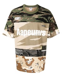 olivgrünes Camouflage T-Shirt mit einem Rundhalsausschnitt von AAPE BY A BATHING APE