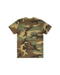 olivgrünes Camouflage T-Shirt mit einem Rundhalsausschnitt von Supreme