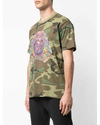 olivgrünes Camouflage T-Shirt mit einem Rundhalsausschnitt von Supreme