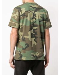 olivgrünes Camouflage T-Shirt mit einem Rundhalsausschnitt von Supreme