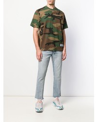 olivgrünes Camouflage T-Shirt mit einem Rundhalsausschnitt von Supreme