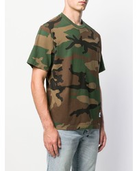 olivgrünes Camouflage T-Shirt mit einem Rundhalsausschnitt von Supreme