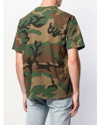 olivgrünes Camouflage T-Shirt mit einem Rundhalsausschnitt von Supreme