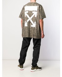 olivgrünes Camouflage T-Shirt mit einem Rundhalsausschnitt von Off-White