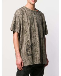 olivgrünes Camouflage T-Shirt mit einem Rundhalsausschnitt von Off-White