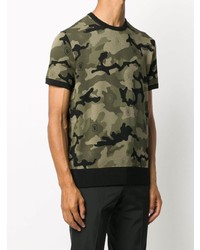 olivgrünes Camouflage T-Shirt mit einem Rundhalsausschnitt von Neil Barrett