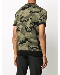 olivgrünes Camouflage T-Shirt mit einem Rundhalsausschnitt von Neil Barrett