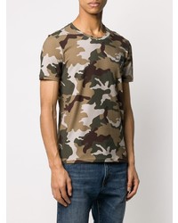 olivgrünes Camouflage T-Shirt mit einem Rundhalsausschnitt von Balmain