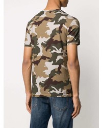 olivgrünes Camouflage T-Shirt mit einem Rundhalsausschnitt von Balmain