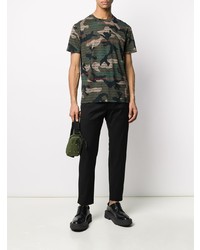 olivgrünes Camouflage T-Shirt mit einem Rundhalsausschnitt von Valentino