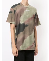 olivgrünes Camouflage T-Shirt mit einem Rundhalsausschnitt von Off-White