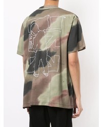 olivgrünes Camouflage T-Shirt mit einem Rundhalsausschnitt von Off-White