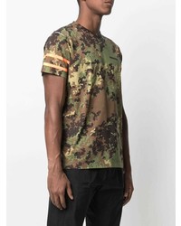 olivgrünes Camouflage T-Shirt mit einem Rundhalsausschnitt von DSQUARED2