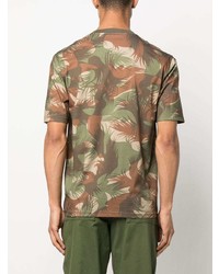 olivgrünes Camouflage T-Shirt mit einem Rundhalsausschnitt von Moschino