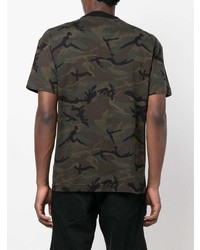 olivgrünes Camouflage T-Shirt mit einem Rundhalsausschnitt von Palm Angels