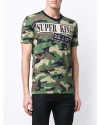 olivgrünes Camouflage T-Shirt mit einem Rundhalsausschnitt von Dolce & Gabbana