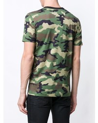 olivgrünes Camouflage T-Shirt mit einem Rundhalsausschnitt von Dolce & Gabbana