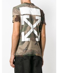 olivgrünes Camouflage T-Shirt mit einem Rundhalsausschnitt von Off-White