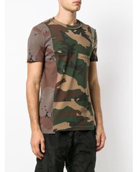 olivgrünes Camouflage T-Shirt mit einem Rundhalsausschnitt von Off-White