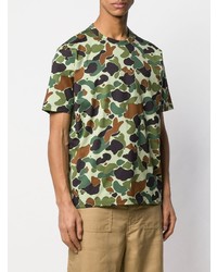 olivgrünes Camouflage T-Shirt mit einem Rundhalsausschnitt von Junya Watanabe MAN