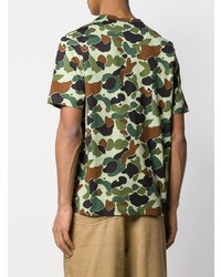 olivgrünes Camouflage T-Shirt mit einem Rundhalsausschnitt von Junya Watanabe MAN