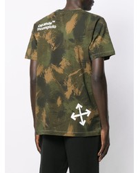 olivgrünes Camouflage T-Shirt mit einem Rundhalsausschnitt von Off-White