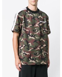 olivgrünes Camouflage T-Shirt mit einem Rundhalsausschnitt von Palm Angels