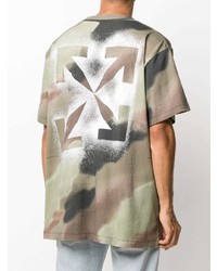 olivgrünes Camouflage T-Shirt mit einem Rundhalsausschnitt von Off-White