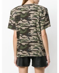 olivgrünes Camouflage T-Shirt mit einem Rundhalsausschnitt von Natasha Zinko