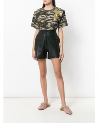 olivgrünes Camouflage T-Shirt mit einem Rundhalsausschnitt von Natasha Zinko