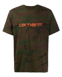 olivgrünes Camouflage T-Shirt mit einem Rundhalsausschnitt von Carhartt WIP