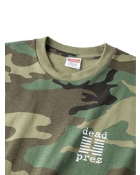 olivgrünes Camouflage T-Shirt mit einem Rundhalsausschnitt von Supreme