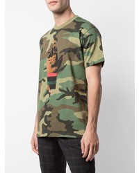 olivgrünes Camouflage T-Shirt mit einem Rundhalsausschnitt von Supreme