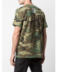 olivgrünes Camouflage T-Shirt mit einem Rundhalsausschnitt von Supreme