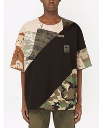 olivgrünes Camouflage T-Shirt mit einem Rundhalsausschnitt von Dolce & Gabbana