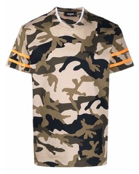 olivgrünes Camouflage T-Shirt mit einem Rundhalsausschnitt von DSQUARED2