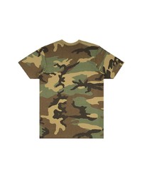 olivgrünes Camouflage T-Shirt mit einem Rundhalsausschnitt von Supreme