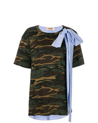 olivgrünes Camouflage T-Shirt mit einem Rundhalsausschnitt von Gina