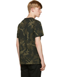 olivgrünes Camouflage T-Shirt mit einem Rundhalsausschnitt von rag & bone