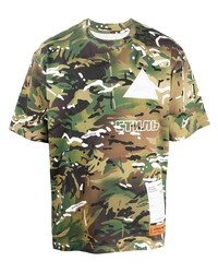 olivgrünes Camouflage T-Shirt mit einem Rundhalsausschnitt von Heron Preston