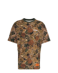 olivgrünes Camouflage T-Shirt mit einem Rundhalsausschnitt von Heron Preston