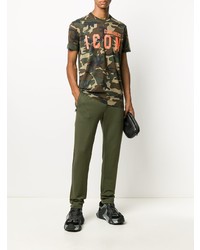 olivgrünes Camouflage T-Shirt mit einem Rundhalsausschnitt von DSQUARED2