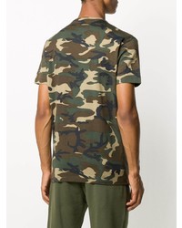 olivgrünes Camouflage T-Shirt mit einem Rundhalsausschnitt von DSQUARED2