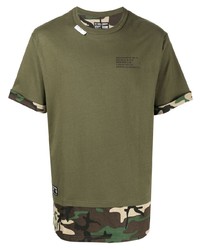 olivgrünes Camouflage T-Shirt mit einem Rundhalsausschnitt von Izzue