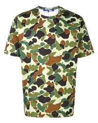 olivgrünes Camouflage T-Shirt mit einem Rundhalsausschnitt von Junya Watanabe MAN